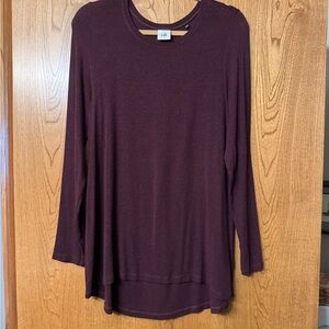 CAbi Deep Burgundy Long Sleeve Top